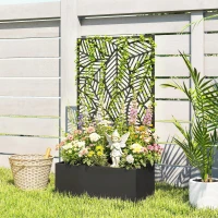 Outsunny Canteiro Elevado de Metal com Treliça para Plantas Trepadeiras Independente ou para Montagem na Parede(m-5)