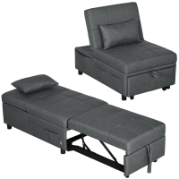 HOMCOM Sofá cama multifuncional 4 en 1, sillón cama abatible con respaldo ajustable y cojín