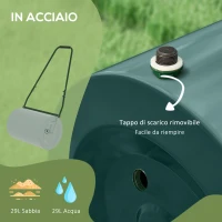 Outsunny Rullo per Prato da 63L di Capacità con Lama Raschiante, in Metallo, 123x58x40 cm, Verde Scuro(m-7)
