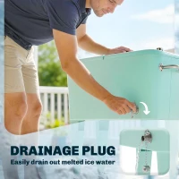 Outsunny Cărucior refrigerat pentru băuturi 56L cu roți deschizător colector de capace și mâner pentru curte petrecere 75x35x78 cm Verde deschis(m-5)