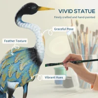 Outsunny Heron Garden Statue, Standing Garden Ornament, Metal Garden Gift with Stakes, 28 x 17 x 63 cm, Multi-Colour(m-4)