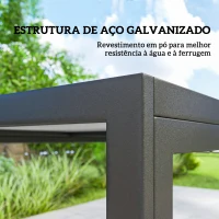 Outsunny Conjunto de Mobiliário para Jardim 150x80 cm Mesa com 6 Cadeiras Respiráveis Aparência de Madeira Estrutura em Aço Preto(m-7)