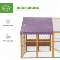 PawHut Hühnerstall Holz mit Freilauf, Sicherheitsschloss, Tür, 4 Nistkasten, für 8-12 Hühner, ca. 2,8 x 1,8 x 1,9 m, Gelb(m-6)