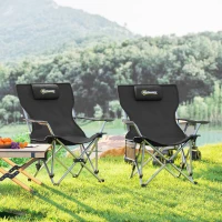 Fotel campingowy składany 2 szt., z podnóżkiem, lekki(m-7)