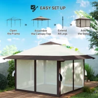 Outsunny Namiot 4x4m, wodoodporny, regulowana wysokość, beżowy(m-4)