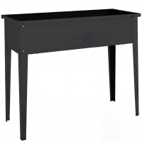 Outsunny Horta Elevada em Metal, Jardineira Elevada 80L com bordas arredondadas, Orifício de Drenagem, 100 x 40 x 80 cm, Preto