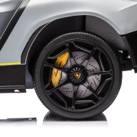AIYAPLAY Coche Eléctrico para Niños Lamborghini Autentica con Batería 12V Mando a Distancia Faros Bocina Arranque Suave y Música MP3 Gris(m-11)