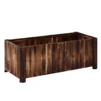 Outsunny Wooden Raised Garden Bed, 120 x 50 x 45cm Elevated Planter Box, Outdoor Flower Bed with Drainage Gaps, Easy Assembly(m-1)