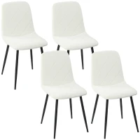 HOMCOM Lot de 4 chaises de salle à manger rembourrées avec dossier haut, pieds en acier et tissu effet velours, crème(m-12)