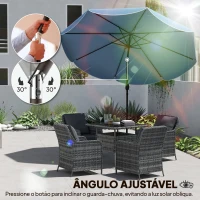 Outsunny Chapéu de Sol para Jardim Ø2,7 m com Inclinação Ajustável Manivela e Volante Azul Celeste(m-5)