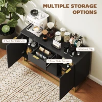 HOMCOM Sideboard with 3 Drawers and Adjustable Shelves for Living Room - Black(m-5)