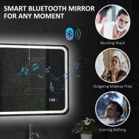 HOMCOM 500 x 700 mm Bluetooth Bathroom Mirror with LED Lights, Illuminated Backlit Wall Mounted Vanity Mirror with 3 Colours Dimmable, Anti-Fog, Memory & Touch Switch, IP44(m-5)