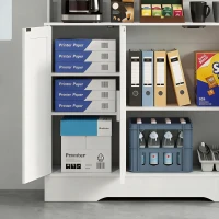 HOMCOM Szafka kuchenna, Design skandynawski, 4 szafki, Regulowane półki, Drzwi ze szkła, Otwarta przestrzeń, Płyta wiórowa, MDF, Biały(m-11)