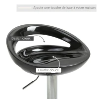 HOMCOM Lot de 2 tabourets de bar chaises de bar hauteur réglable dossier et repose-pieds pivotant à 360° 46x41x76-96cm noir(m-6)