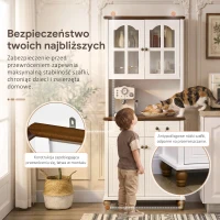 HOMCOM Szafka kuchenna z 2 szufladami, wysoki szafką z otwartą półką, szafka z witryną i funkcją Soft-Close do salonu, kuchni, 76 x 38 x 182 cm, biały(m-8)