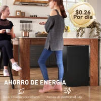 HOMCOM Nevera Pequeña con Congelador 91L Silenciosa Puerta Reversible Temperatura Regulable y Estantes Ajustables Negro(m-9)