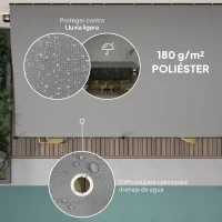 Outsunny Pérgola de Pared 3x6 m con Techo Inclinado Orificios de Drenaje y Estructura Metálica Gris Oscuro(m-4)