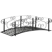 Outsunny 184cm Metal Arch Garden Garden Bridge, Safety Siderails, Arc Footbridge for Garden Creek, Stream, Pond, Black(m-11)