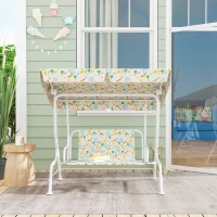 AIYAPLAY Kids Garden Swing Chair with Adjustable Canopy, Safety Belt, 2 Seater Hammock Swing Bench for Patio, Porch, White(m-8)