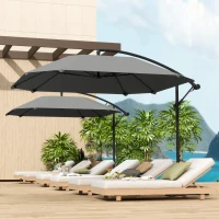 Outsunny Parasol déporté 3 m, parasol de jardin extérieur Inclinable, Base, Manivelle, toile polyester 180 g/m², Gris Foncé(m-2)