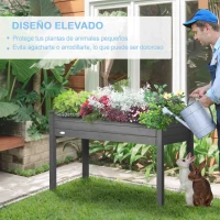 Outsunny Huerto Urbano Elevado de Madera 122,5x56,5x76 cm con Tela no Tejida para Cultivos Plantas Flores Gris Oscuro(m-5)