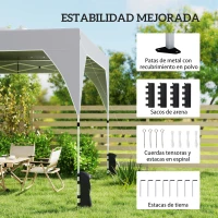 Outsunny Carpa Plegable Pop-up 3x3 m con Bloqueo Central Altura Ajustable Bolsa Transporte con Ruedas y Sacos de Arena Gris(m-6)