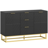 HOMCOM Sideboard with 3 Drawers and Adjustable Shelves for Living Room - Black