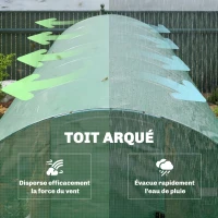 Outsunny Serre tunnel de jardin 18m², serre de jardin tunnel avec portes et 12 fenêtres avec moustiquaires, 295x597x200cm, vert(m-9)