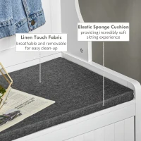 HOMCOM 2 w 1 wieszak na ubrania, wieszak na ubrania z 4 wieszakami, garderoba z ławką na buty i półkami, wieszak na ubrania z zabezpieczeniem antyprzechyleniowym, do przedpokoju, korytarza, sypialni, biały + szary(m-7)