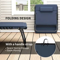 Outsunny Set of Two Reclining Sun Loungers - Dark Blue(m-5)