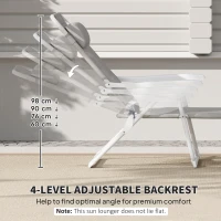 Outsunny Ligstoel opvouwbare strandstoel 4-laags tuinstoel textiel grijs(m-7)
