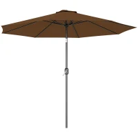 Outsunny Parasol de jardin extérieur Parasol droit inclinable Ø 3 m en métal Rond Polyester 180g/m² manivelle inclinable Chocolat(m-11)