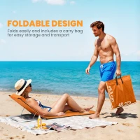 Outsunny Set of Two Metal Frame Beach Chairs, with Reclining Backs - Orange(m-7)