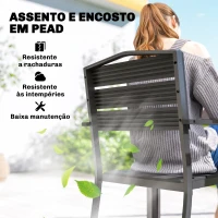 Outsunny Conjunto de 4 Cadeiras de Jardim Empilháveis para Exterior com Apoios de Braços Encosto e Assento Estrutura Metálica 52x51x90 cm Preto(m-5)