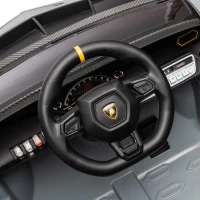 AIYAPLAY Coche Eléctrico para Niños Lamborghini Autentica con Batería 12V Mando a Distancia Faros Bocina Arranque Suave y Música MP3 Gris(m-10)