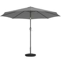 Outsunny Parasol de jardin extérieur rond Ø 3 x 2,5 m parasol droit inclinable Base et Poids Sable, nervure rétractable, Gris Foncé