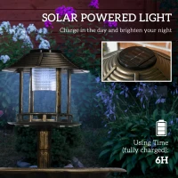 Outsunny Karmnik dla ptaków z lampą solarną, 110 cm, z podstawą kwiatową(m-5)