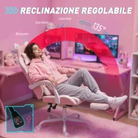 Vinsetto Sedia Gaming Poltrona Gaming Ergonomica Reclinabile Poggiapiedi Rosa(m-6)