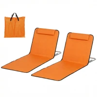 Outsunny Set of Two Metal Frame Beach Chairs, with Reclining Backs - Orange(m-11)