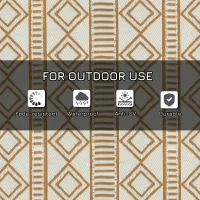 Outsunny Dywan zewnętrzny na taras, odporny na warunki atmosferyczne, nowoczesny design, 121 cm x 182 cm x 0,3 cm, Zielony + Krem(m-5)