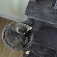 PawHut 202cm Large Cat Tree with 6 Scratching Posts, 2 Hammocks, 2 Condos, 2 Perches, Pompoms, for Indoor Cats to Rest and Play(m-12)