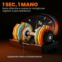 SPORTNOW Mancuerna Ajustable 5 en 1 de 5 a 25 kg con Base de Almacenamiento y Mango Antideslizante para Casa Gimnasio Multicolor(m-5)