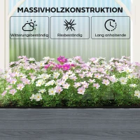 Outsunny Hochbeet Massivholz Pflanzbeet Frühbeet Gartenbeet Blumenkasten für Kletterpflanzen Blumen 98x37x90 cm Grau+Naturholz(m-7)