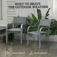 Outsunny Stackable Garden Chairs Set of 4, Rattan Effect Outdoor Dining Chairs, Light Grey(m-5)