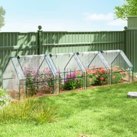 Outsunny Mini Serre de Jardin mini serre tunnel 4 fenêtres avec Zip enroulables Acier PE 140 g/m² Anti-UV 360x90x90cm Transparent(m-10)