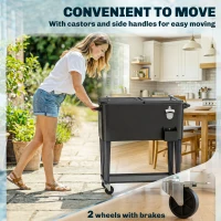 Outsunny Koelwagen met opbergruimte, afvoer, wielen en zwart design(m-7)