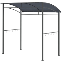 Outsunny Grillpavilon, zadaszenie grillowe, ochrona przed deszczem, haki na akcesoria, stelaż ze stali, szary, 215 x 150 x 174/220 cm