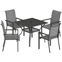 Outsunny 5-Piece Outdoor Dining Set with Parasol Hole Grey