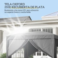 Outsunny Carpa Plegable Pop-up 3x3 m con 4 Paredes Laterales Anti-UV y Bolsa de Transporte Gris(m-5)