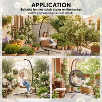 Outsunny Hanging Egg Chair Stand Only, Hammock Chair C-Stand with Hanging Chain, Black(m-6)